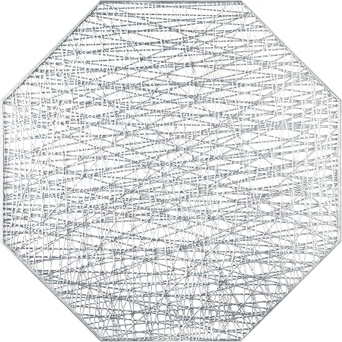 fanquare Juego de 6 manteles individuales metálicos plateados de 15.2 pulgadas, manteles individuales decorativos para mesa, lavables, resistentes