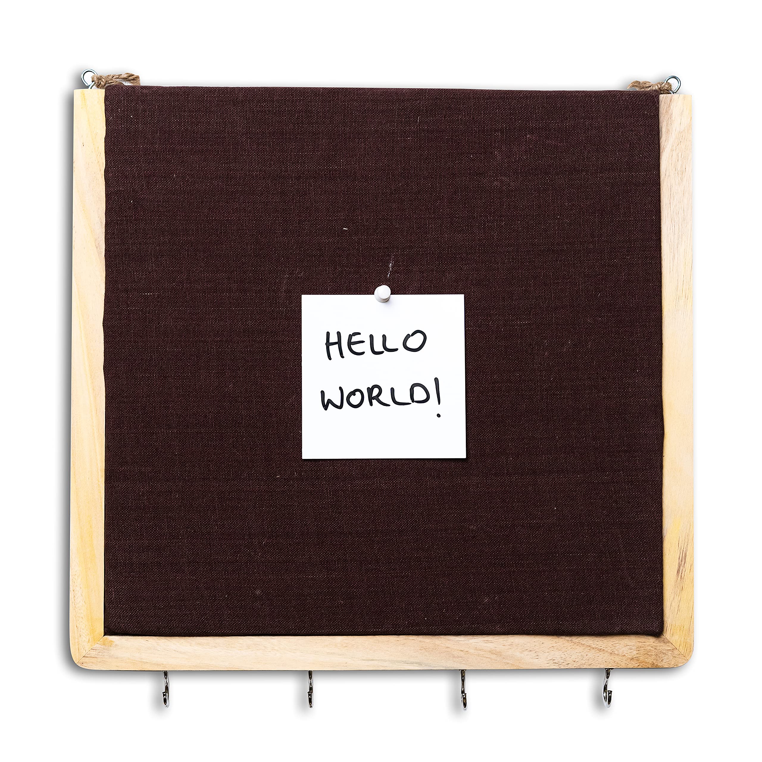 IVEI Smart Wooden Pin Board with Key Holder - Combination of Bulletin Board and Keychain Holder - Brown Pin-up Board - Key Hooks - Unique Gifts for Office, Schools, and Home - Brown.-image-46
