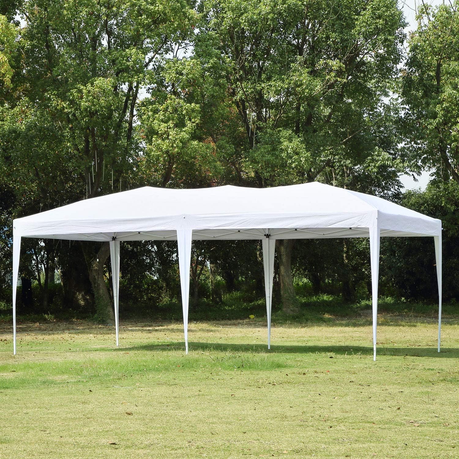 10'x20' Ez Pop Up Canopy Tent Commercial Instant Portable Folding Market Shelter Ez-up Canopies Outdoor White Gazebo with 4 SandBags, 6 Stake&Rope