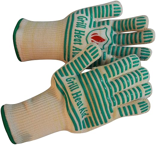 Extreme 932 degreeF Heat Resistant - Light-Weight, Flexible BBQ Gloves - 100% Cotton Lining for Super Comfort. Mint Green, One Size