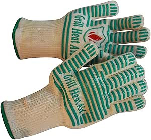 Extreme 932°F Heat Resistant - Light-Weight, Flexible BBQ Gloves - 100% Cotton Lining for Super Comfort. Mint Green, One Size