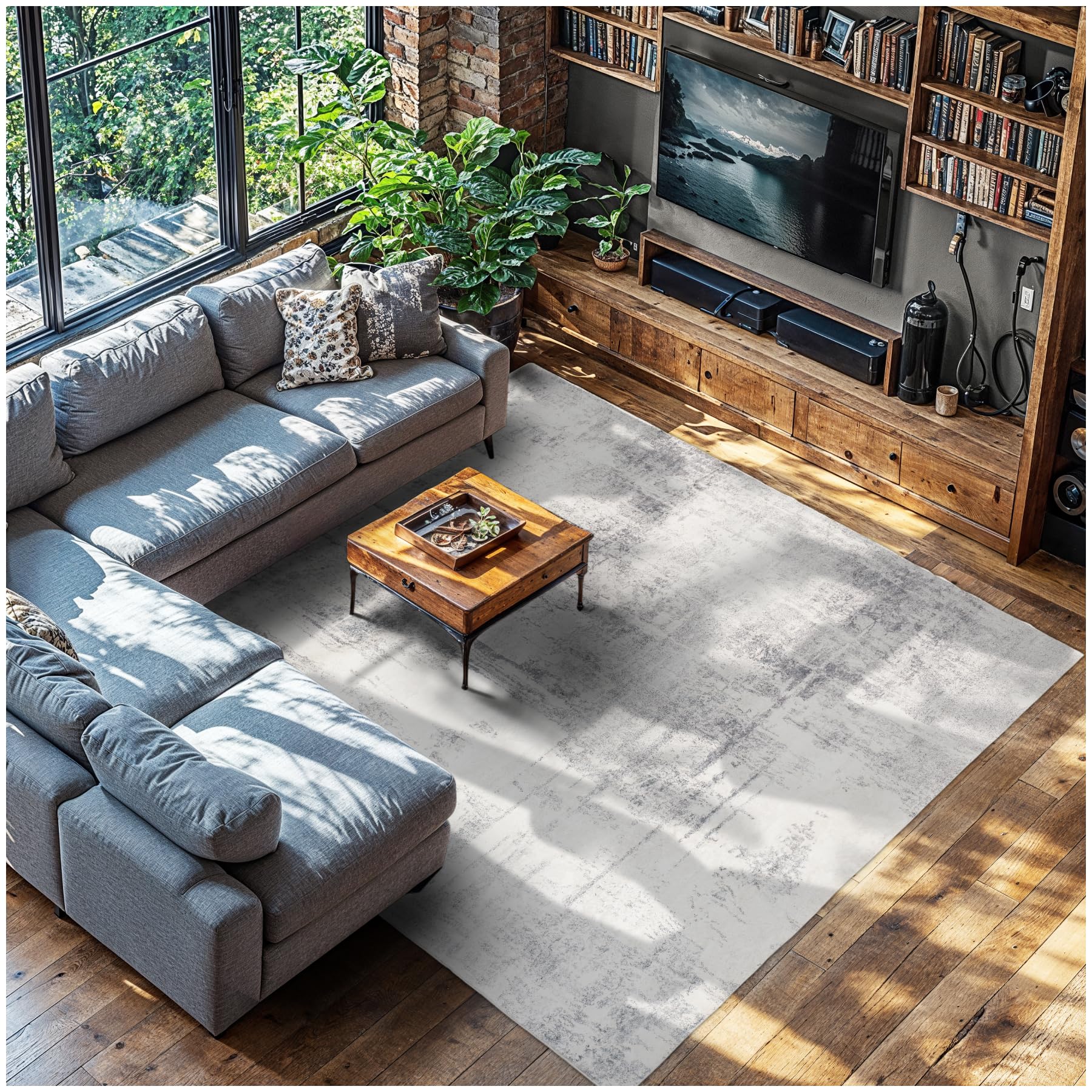 tectake® Tappeto Salotto, 240 x 340 cm, Tappeto Pelo Corto Salotto Vintage Design Elegante, Fantasia Astratta A Pelo Corto, Lavabile in Lavatrice, Ideale per Sala da Pranzo, Camera da Letto e Studio
