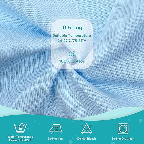 Miniatura 5 de ZIGJOY Saco de dormir para bebé de 0.5 TOG, manta portátil 100% algodón ajustable de 3 vías para recién nacido, saco de dormir de transición para