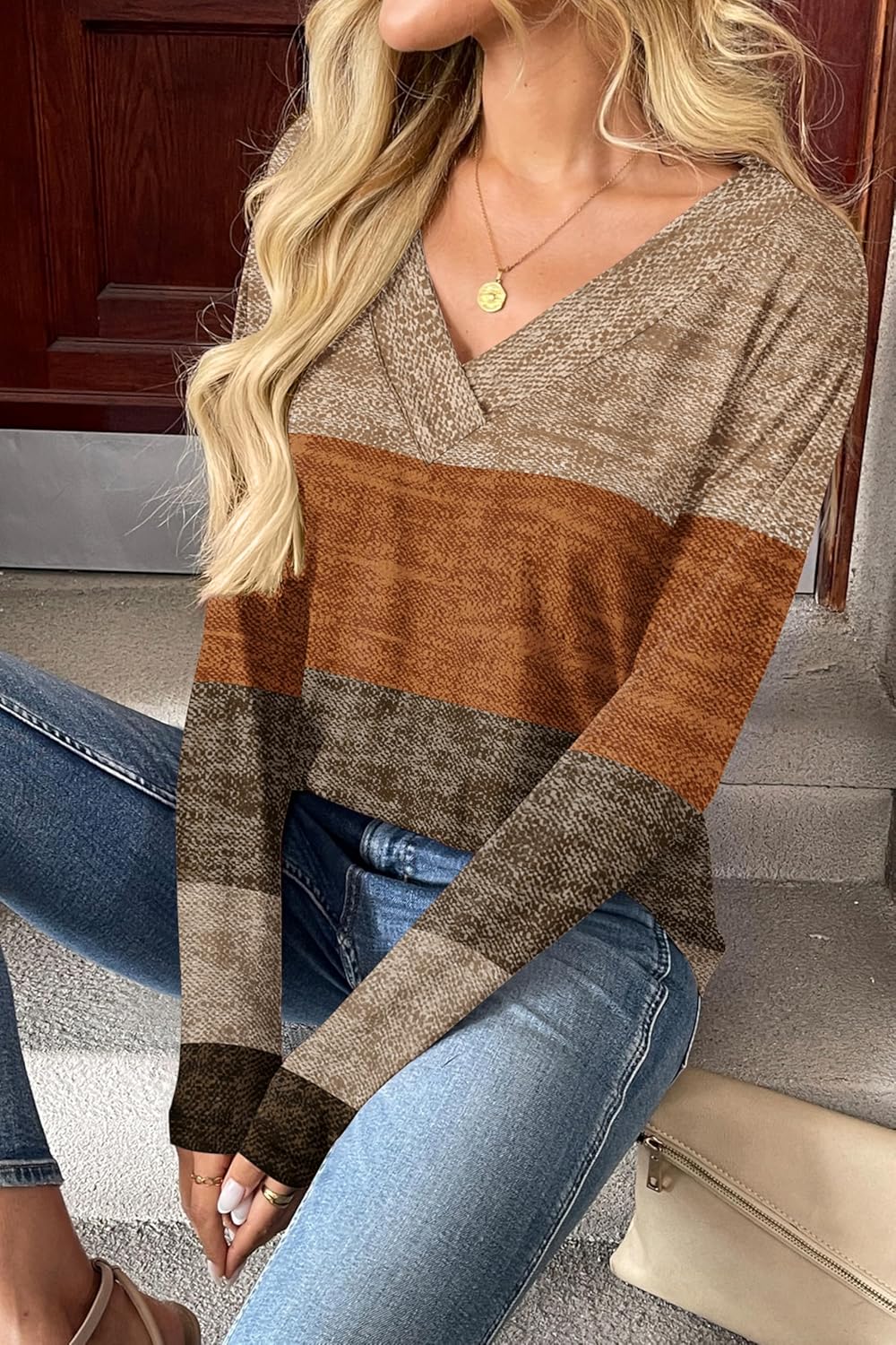 Zeagoo Women Long Sleeve Tops Dressy Casual V Neck Tshirts Basics Tee 2025 Fall Trendy Clothes S-2XL - Image 3