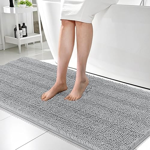 Miniatura 142 de OLANLY Tapetes de baño gruesos de felpilla a rayas de 30 x 20 pulgadas, extra suaves, absorbentes, con parte trasera de goma, se pueden lavar