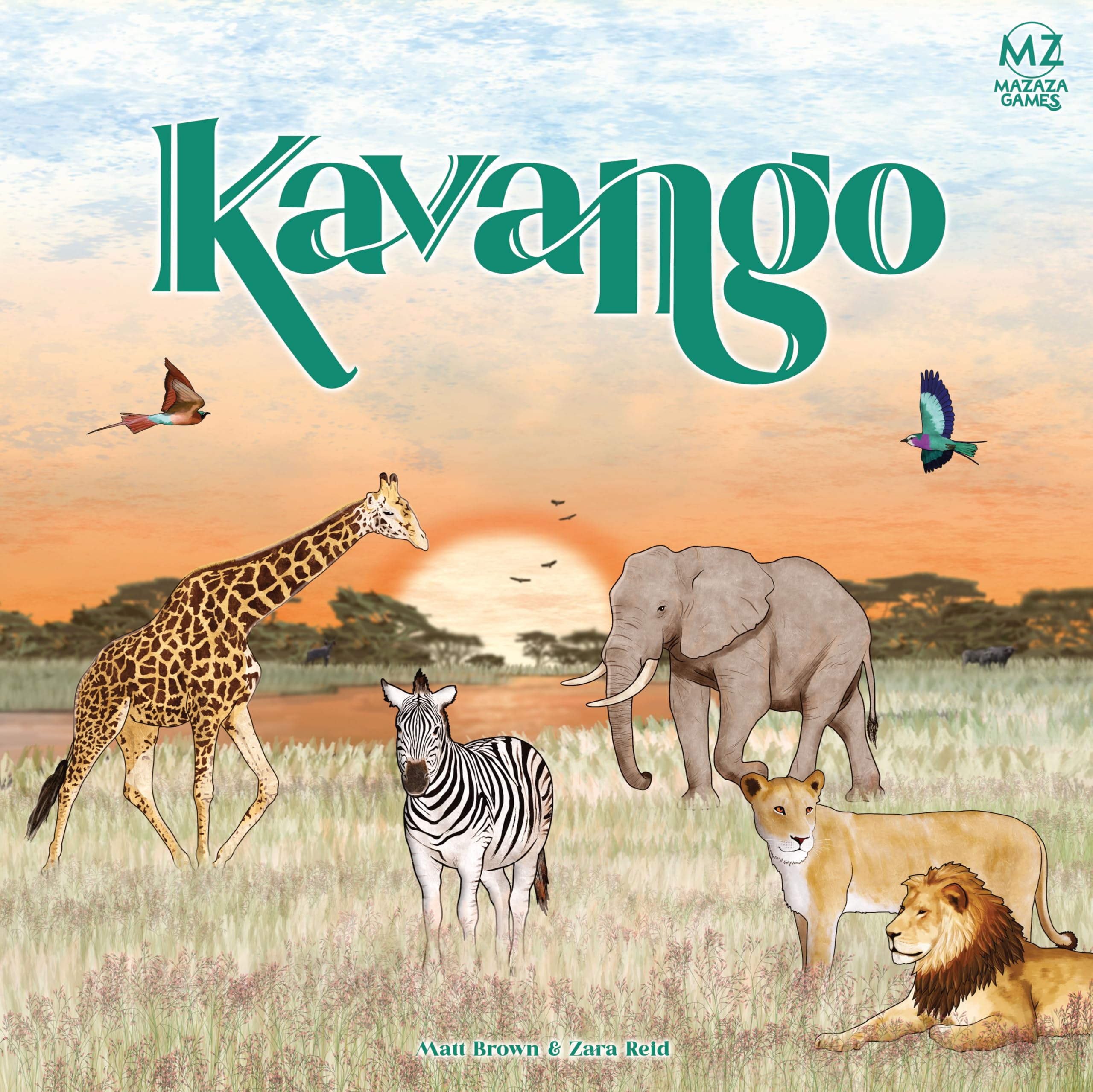 Asmodee, KAVANGO, Mazaza Games, ekspercka gra strategiczna, stwórz swój rezerwat przyrody w Afryce, od 10 lat, od 1 do 5 graczy, 40-60 min, wersja francuska
