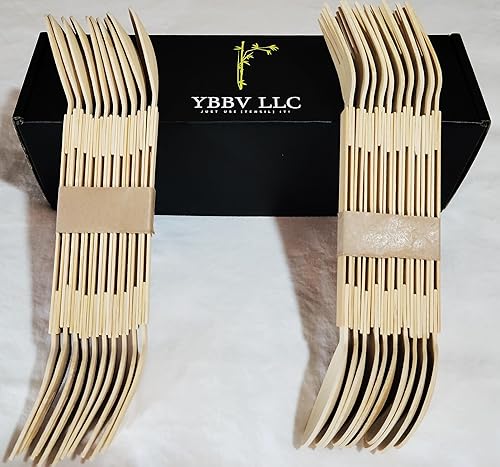 Miniatura 5 de Biodegradable, compostable, desechable, renovable, desmontable veinte tenedores de bambú (cuchara y tenedor)