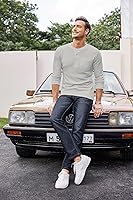 Vista 2 de COOFANDY Camisas Henley de manga larga para hombre con bolsillo