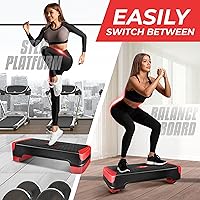 Vista 5 de Yes4All Plataforma de Step Aeróbico Ajustable 2 en 1 Stepper para Ejercicios de Fitness con Patas de Tabla de Equilibrio Basculante