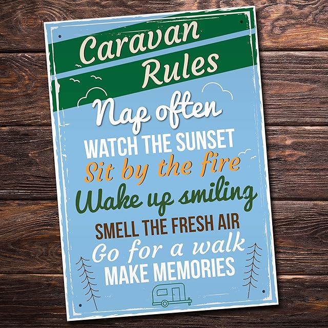 RED OCEAN Caravan Rules Hanging Plaque Travel Holiday Novelty Birthday Gift Friendship Campervan Sign