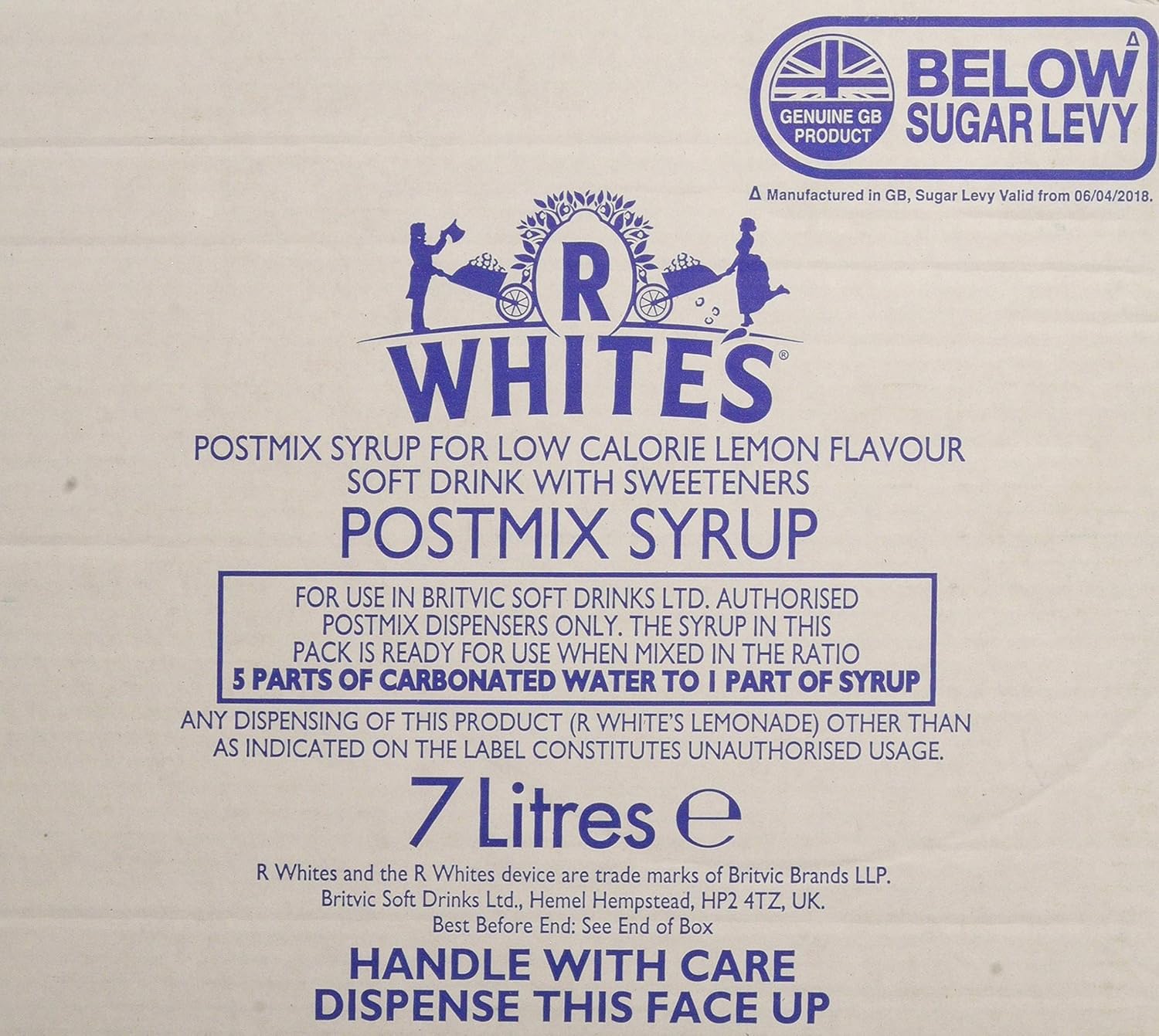 R Whites Premium Lemonade Post Mix BIB, 7 Litre Amazon.co.uk Grocery