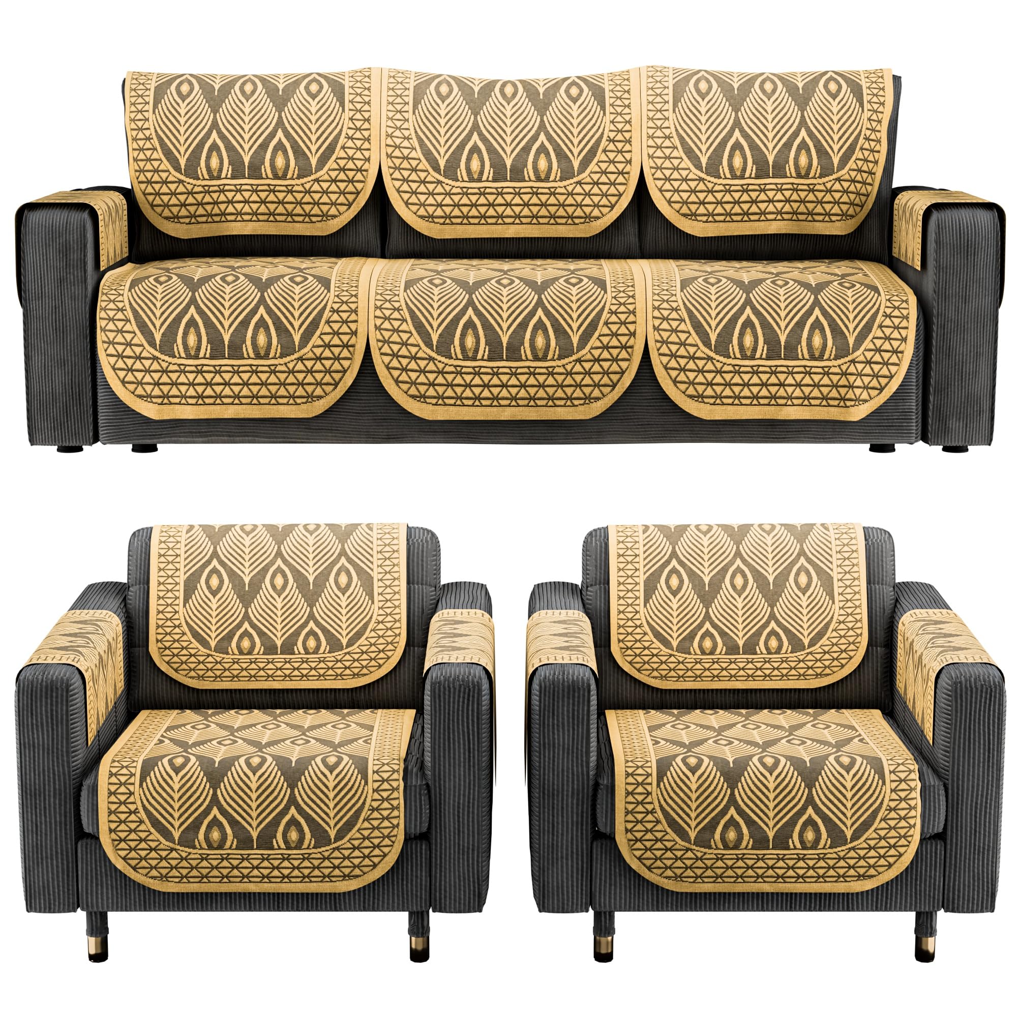 Stylish 5-Seater Sofa Covers - Maroon Cotton -17