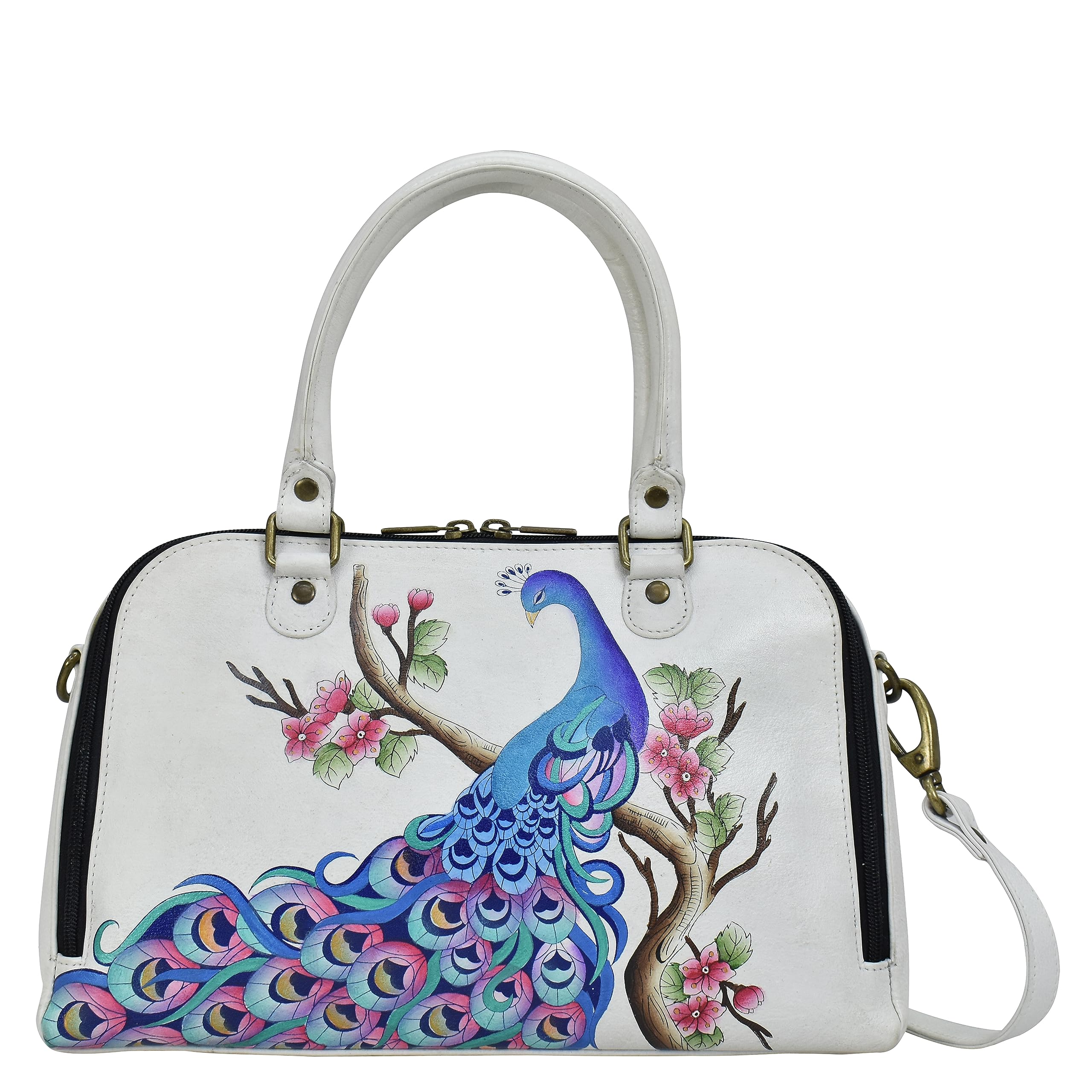 Anna by Anuschka Womens Womens Hand-painted Genuine Leather Wide Organizer Satchel Anna by Anuschka Hand-Painted Wide