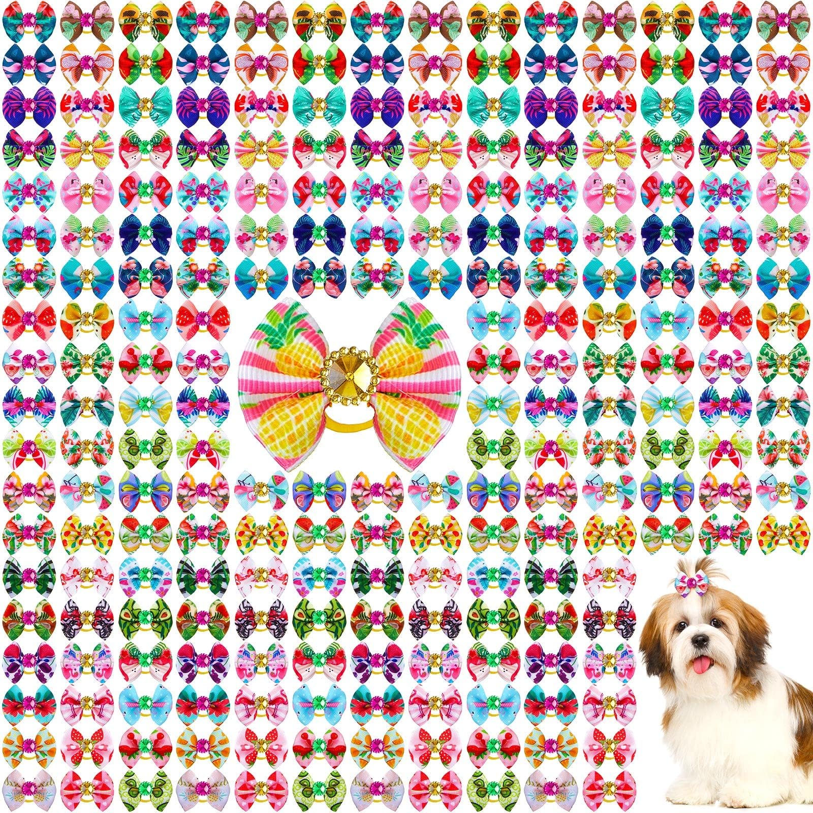 240 Pieces Dog Hair Bows for Summer Small Pet Hair Bows