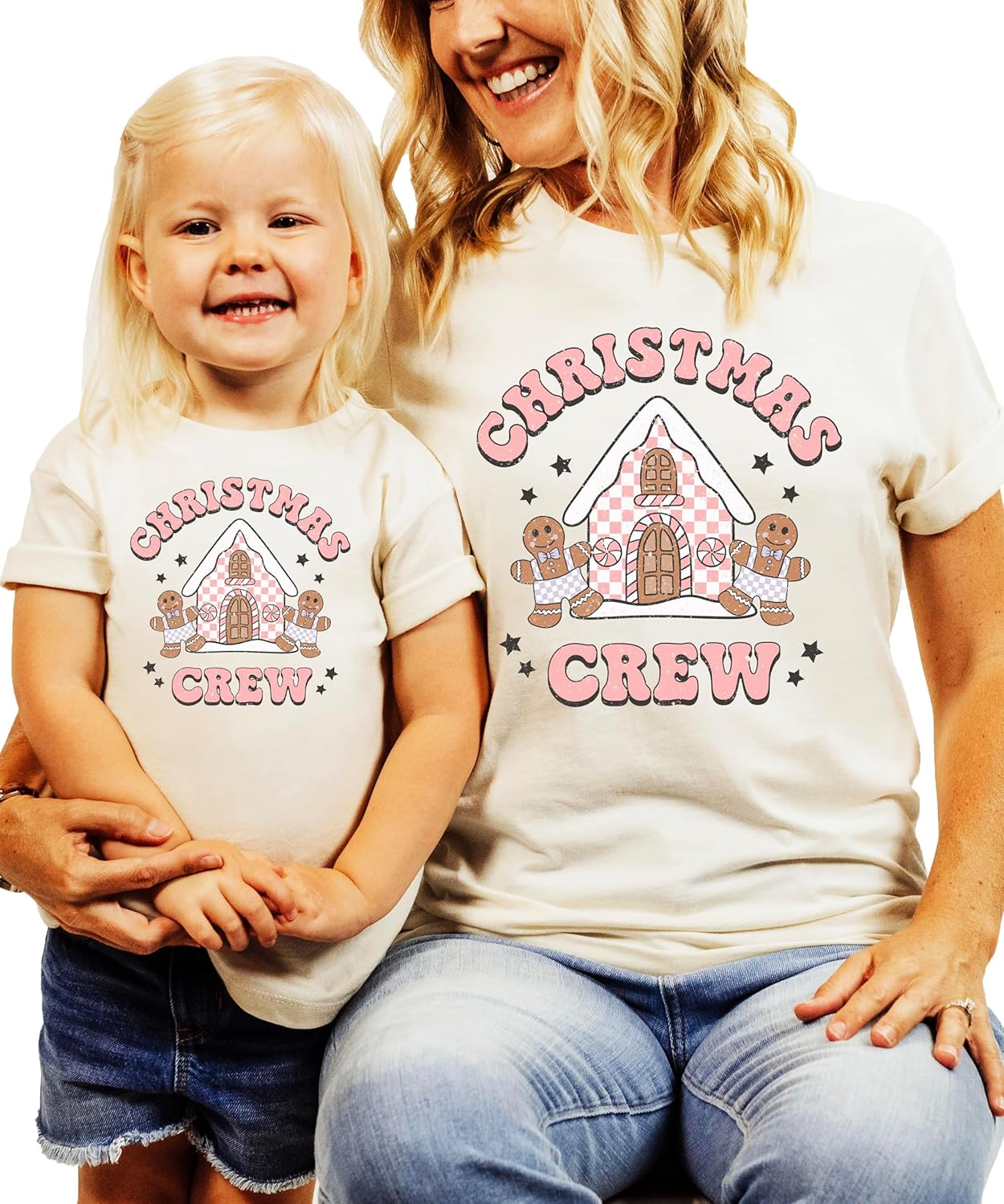 Christmas Crew Gingerbread House T-Shirts for Baby and Toddler Matching Family Fun Outfits