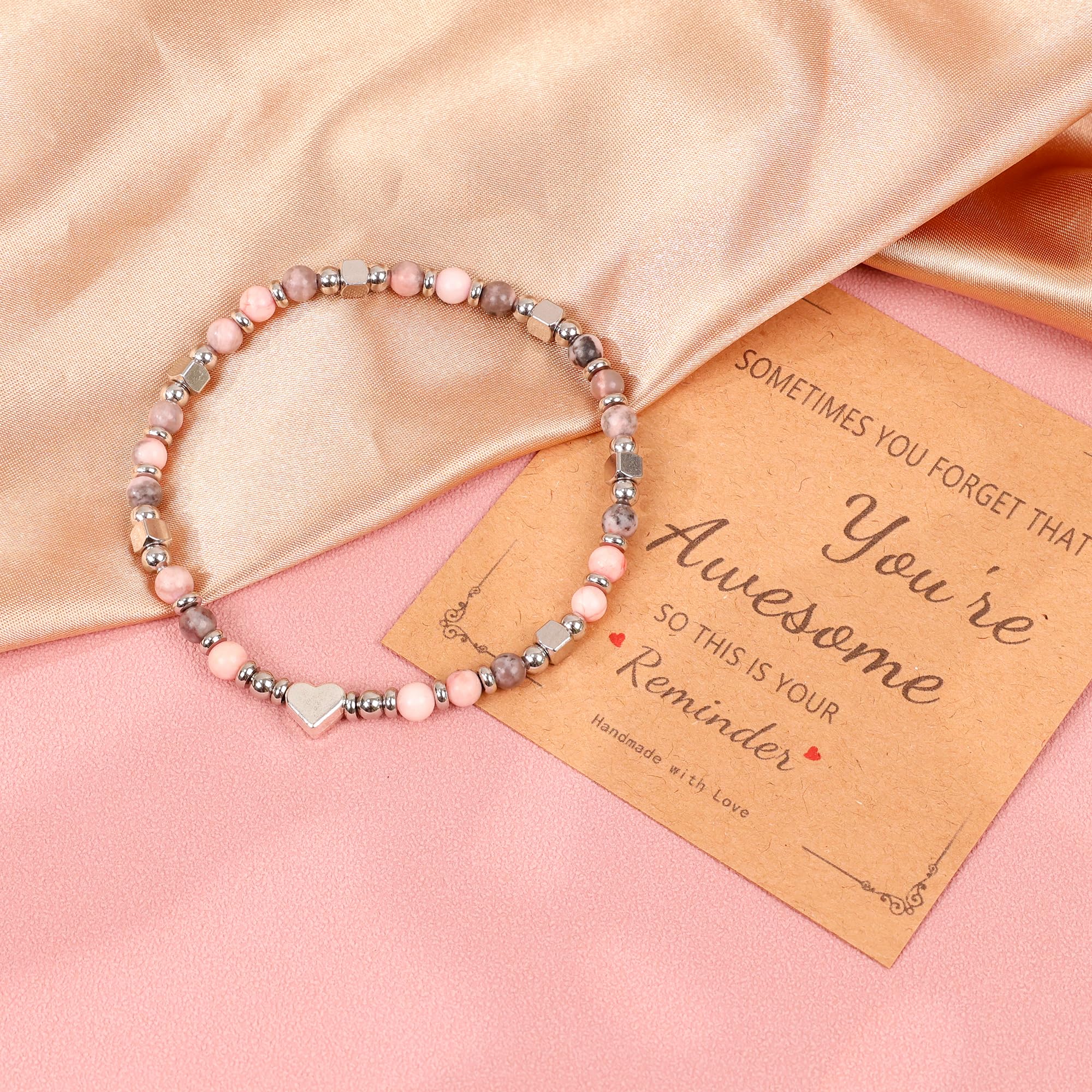 NICEIGHT Tiny Natural Stone Beaded Bracelets for Women Sometimes You Forget You're Awesome Inspirational Gifts Bracelets Mothers Day Graduation Christmas Birthday Gifts for Mom Friend Sister