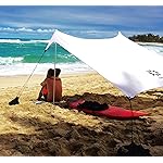 Neso Portable Beach Tent Sun Shelter with Sand Anchor - Lightweight Beach Shade Canopy - Easy Setup for Family Outings - Patented Reinforced Corners - UPF 50+ Sun Protection - 7 x 7ft - White