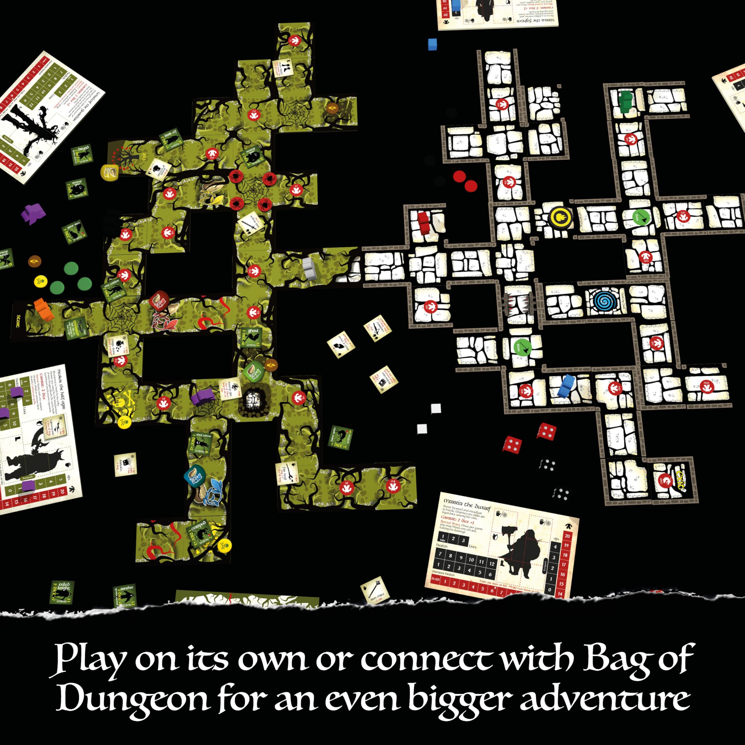 Bag of Dungeon 2 – Der verfluchte Wald | Fantasy-Dungeon-Crawler Brettspiel | 1–4 Spieler | Ab 7 Jahren | Eigenständiges Spiel oder Erweiterung | Mit Bag of Dungeon kombinierbar | Englische Ausgabe