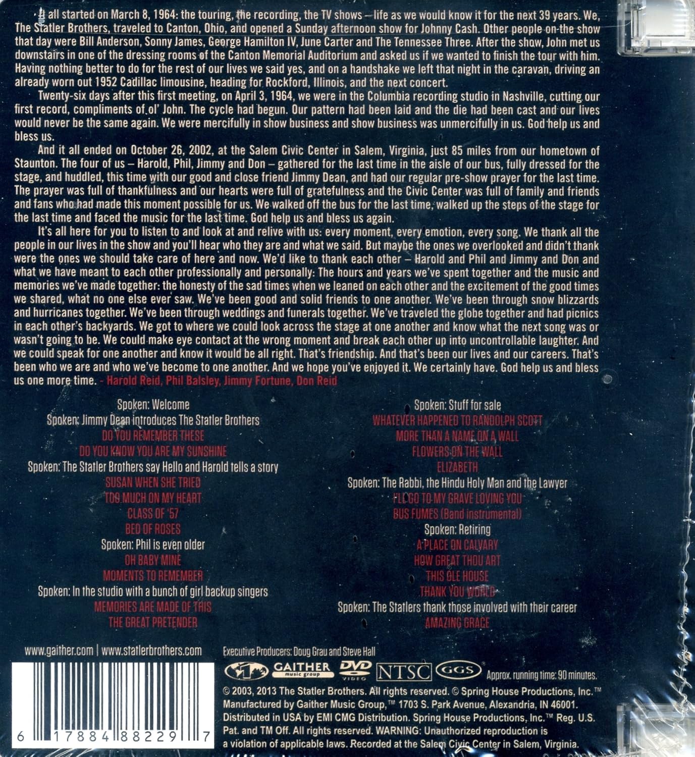 The Statler Brothers Farewell Concert      DVD