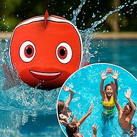 Activ Life Ultimate Skip Ball Set - Toss & Catch Game Set & Water Skip Ball - Clown Fish Pool Float & Kid Pool Toy - Holiday Beach Games for Family Gatherings - Clown Fish, Pack of 2
