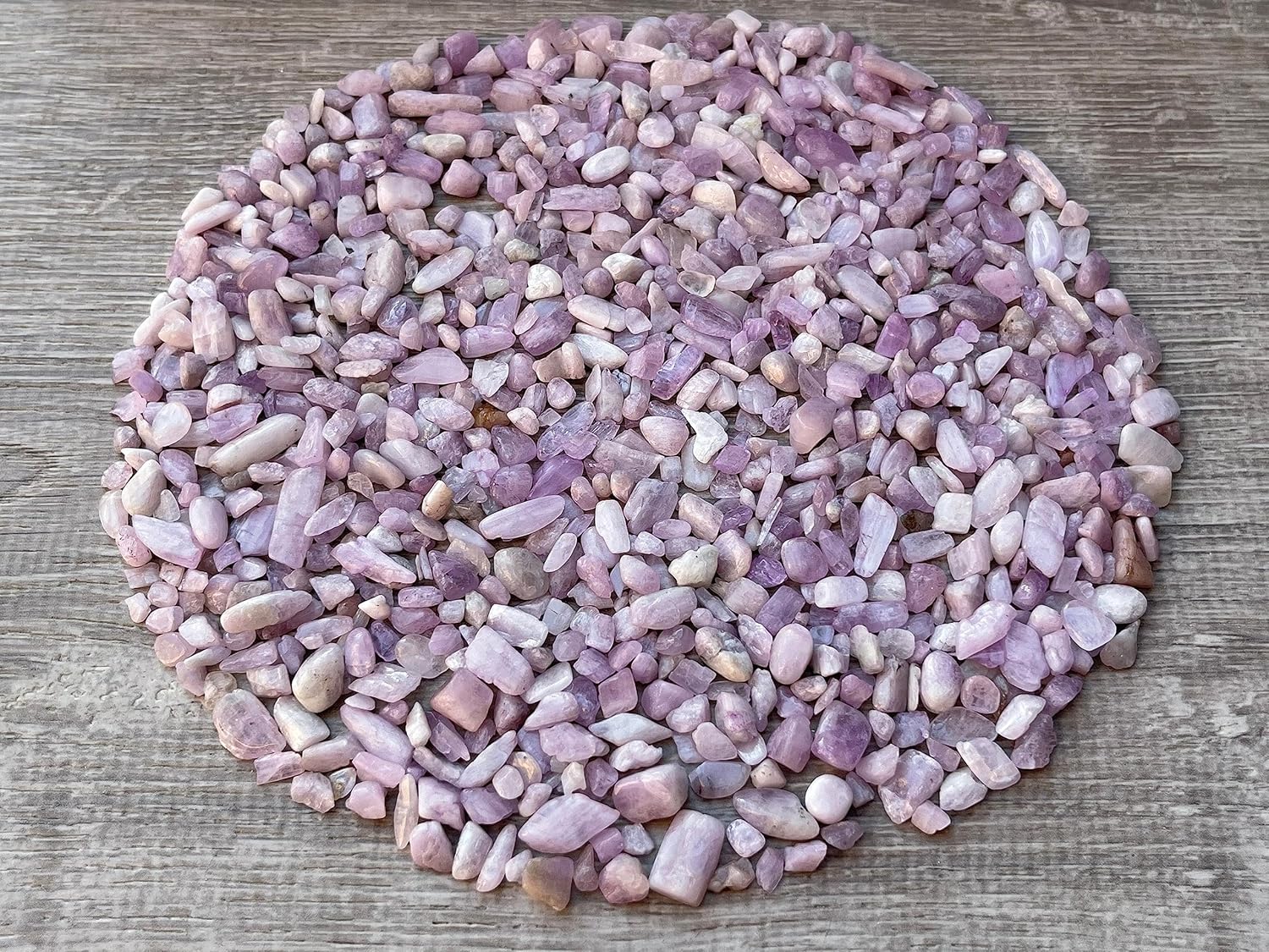 Kunzite Chips – Natural Mini Kunzite Stones, Crushed Undrilled Kunzite, Semi-Tumbled Genuine Kunzite (5 lbs Bulk)