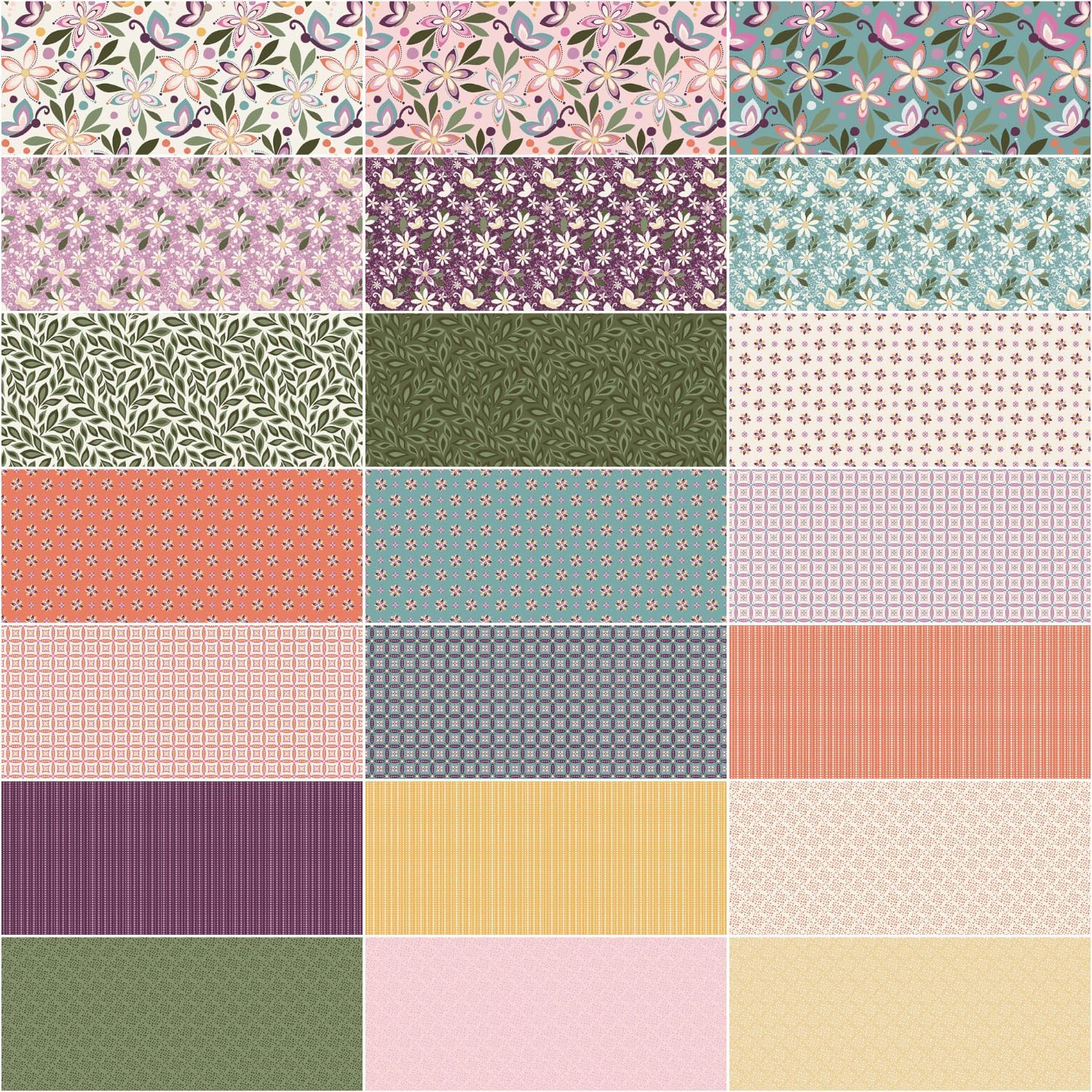 Judi Madsen Juju's Petals Rolie Polie 40 2.5-inch Strips Jelly Roll Riley Blake Designs RP-16610-40