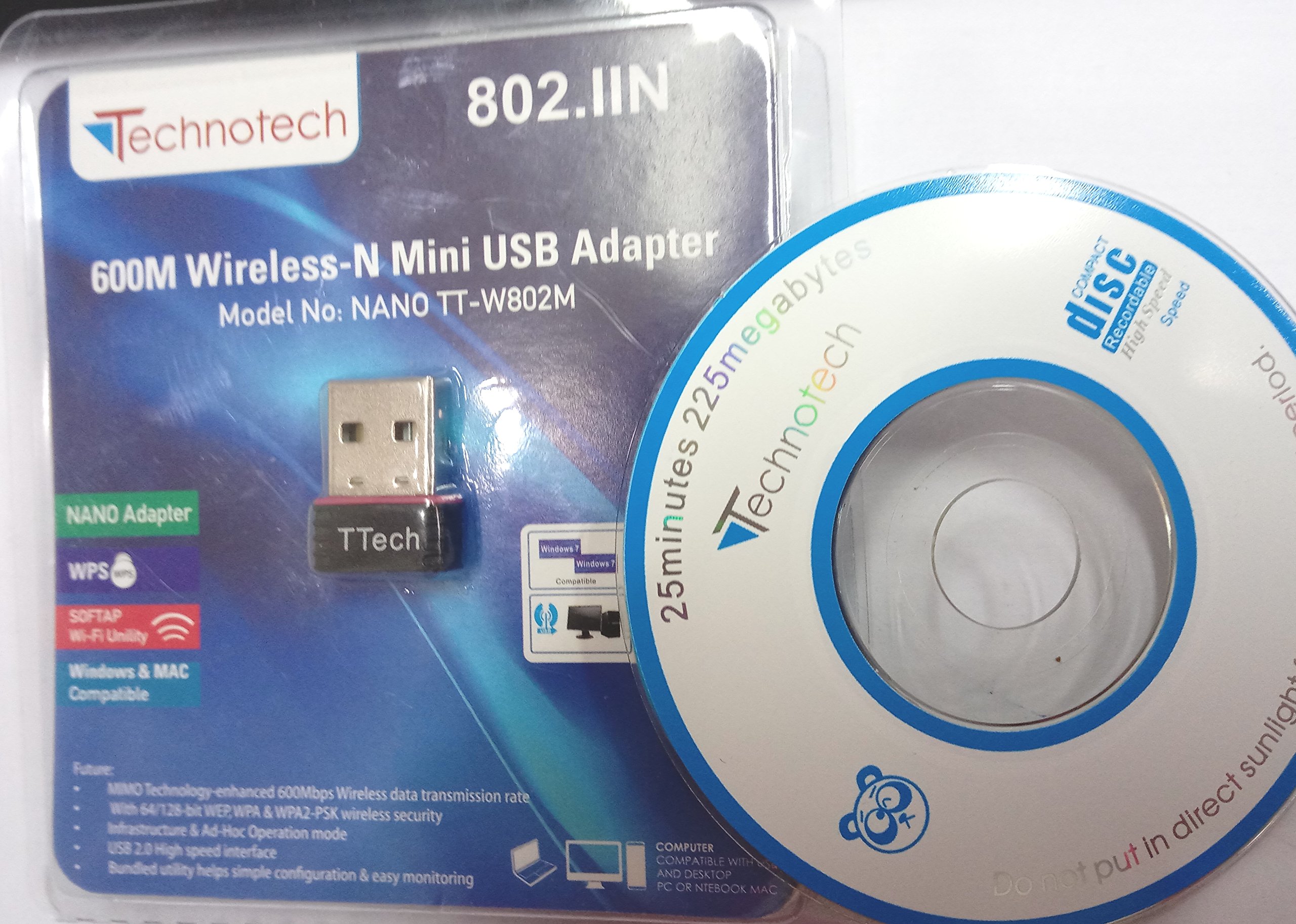 Technotech Mini Wireless 600Mbps USB 2.0 Adapter WiFi 802.11n Network LAN Card