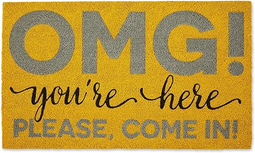 Miniatura 13 de DII Felpudo de fibra de coco natural, divertido tapete de felicitación, abeja feliz, 18 x 30 pulgadas