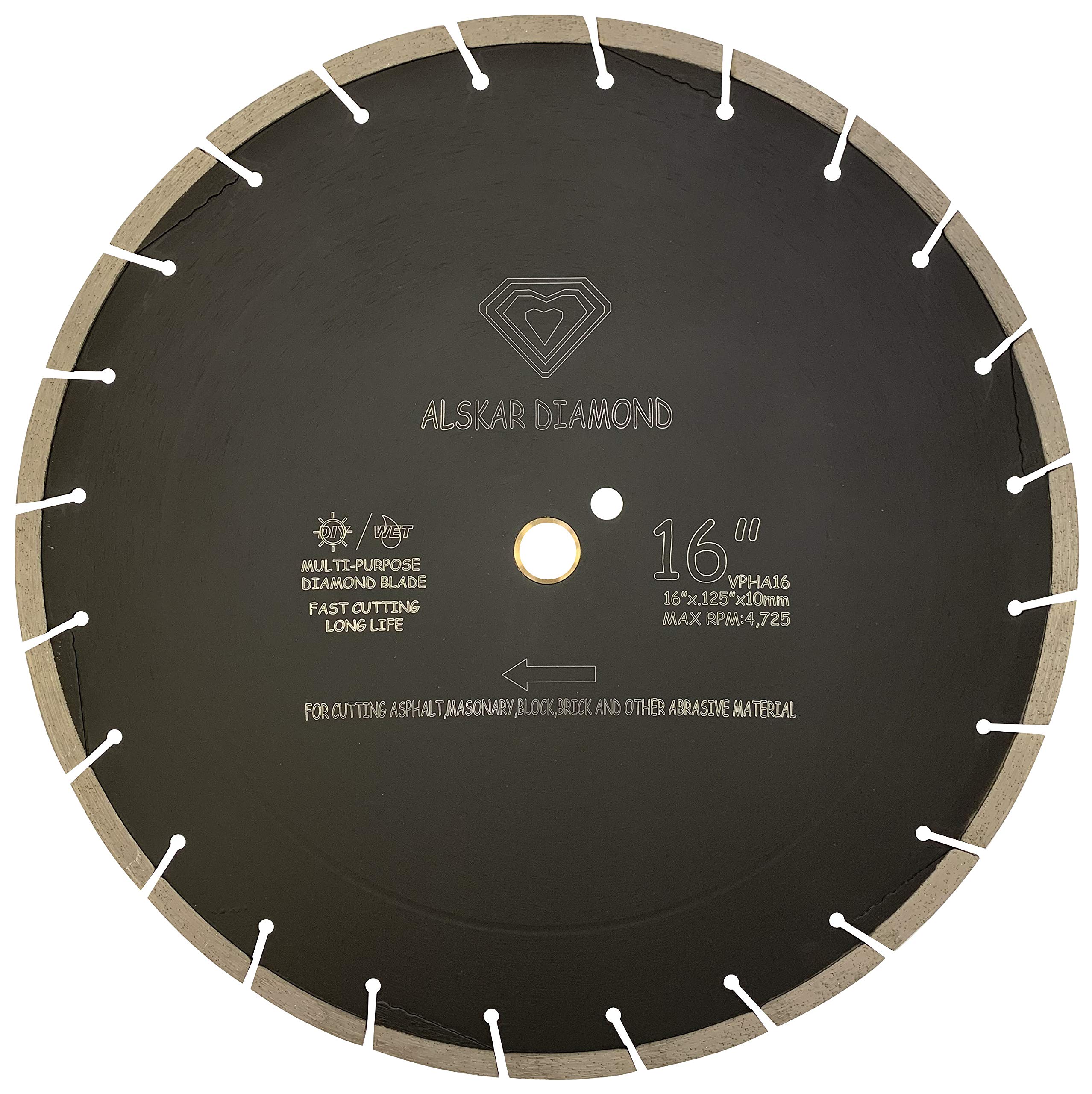 ALSKAR DIAMOND 16 inch Heatwave Dry Asphalt Cutting Segmented Diamond Saw Blades (16" Asphalt Cut)