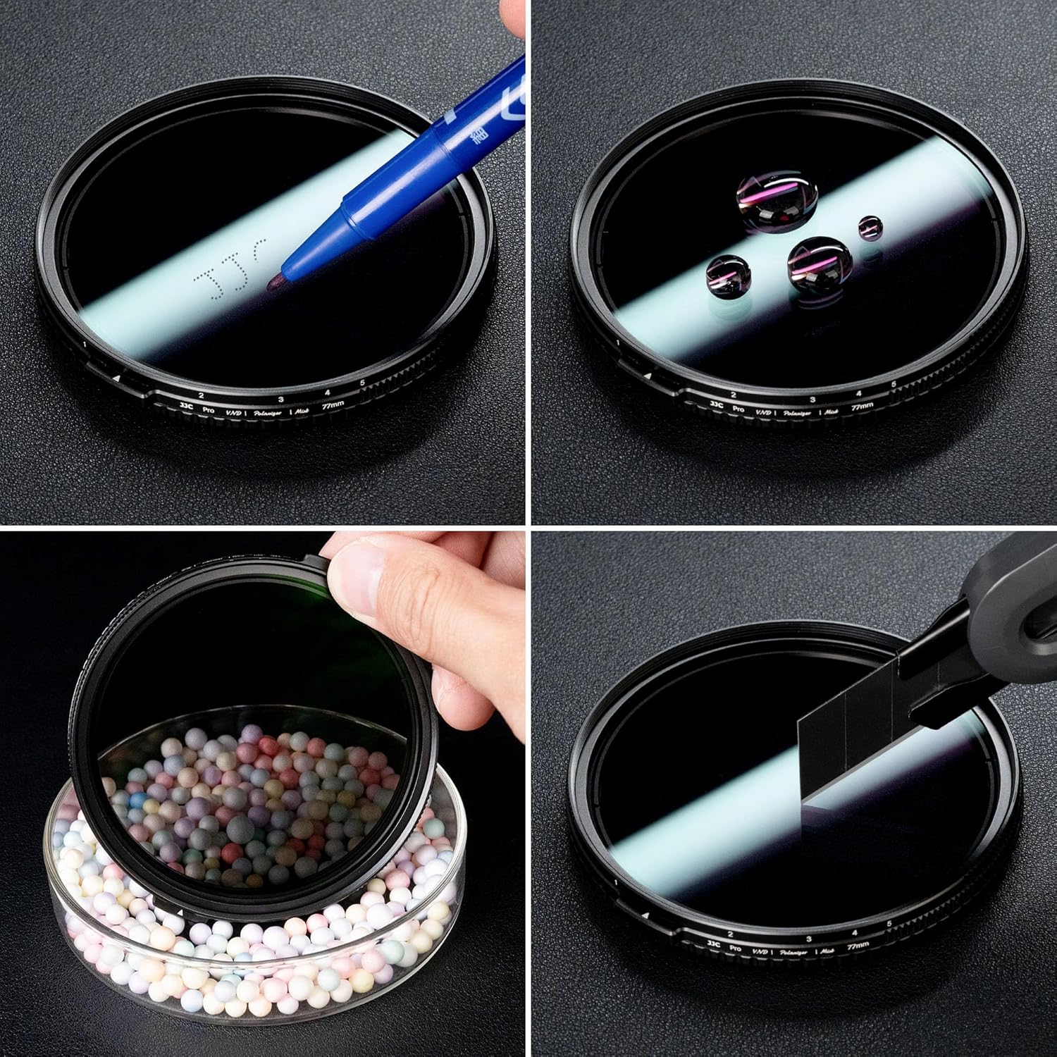 67mm 3in1 Black Diffusion Mist Effect 1/4 & ND & CPL Filter,Variable ND2-32(Stop 1-5) Polarising Mist Soft Filter,Nitto True Color Circular Polarizing with 28-Layer Coating for Dynamic Scene Shooting