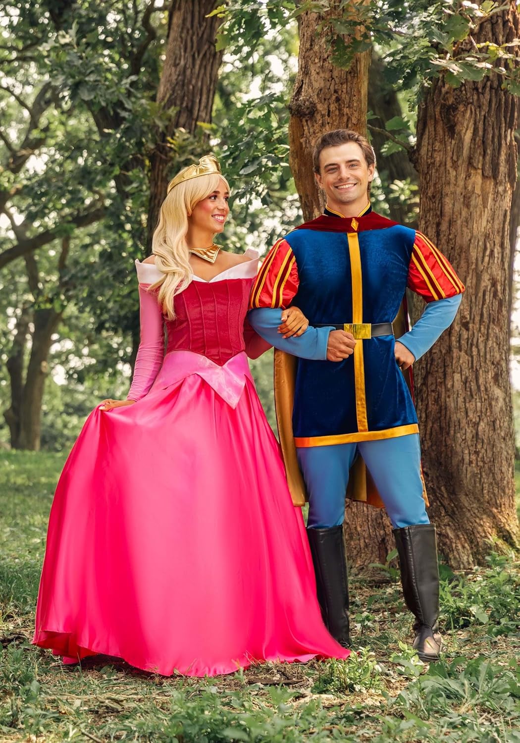 Mens Sleeping Beauty Prince Phillip Halloween Costume | Adult Prince Charming Outfit with Tunic, Pants, Cape, & Belt - Image 5