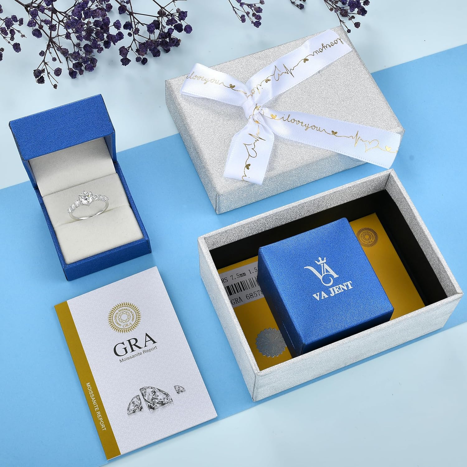 Moissanite Engagement Ring, 1 Carat D Color VVS1 Round Cut 925 Sterling Silver Anniversary Wedding Promise Ring for Women Size 5-10 - Image 4