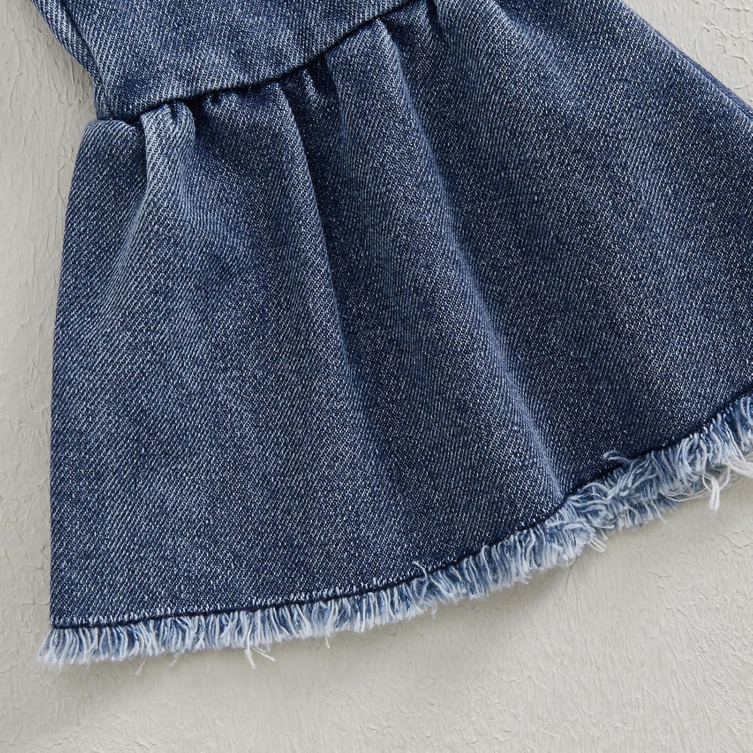 Gaono Toddler Baby Girl Fall Winter Clothes Bell Bottom Denim Outfit Solid Ribbed Romper Flare Jean With Headband 3Pcs Set - Image 7