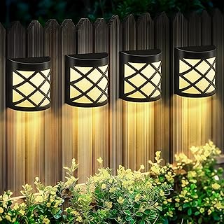 Solpex Solar Fence Lights, 4 Pack Wall Lights Decoration, 6 LED Waterproof for Fence, Deck, Patio, Stairs, Yard, Pathway (Warm White)