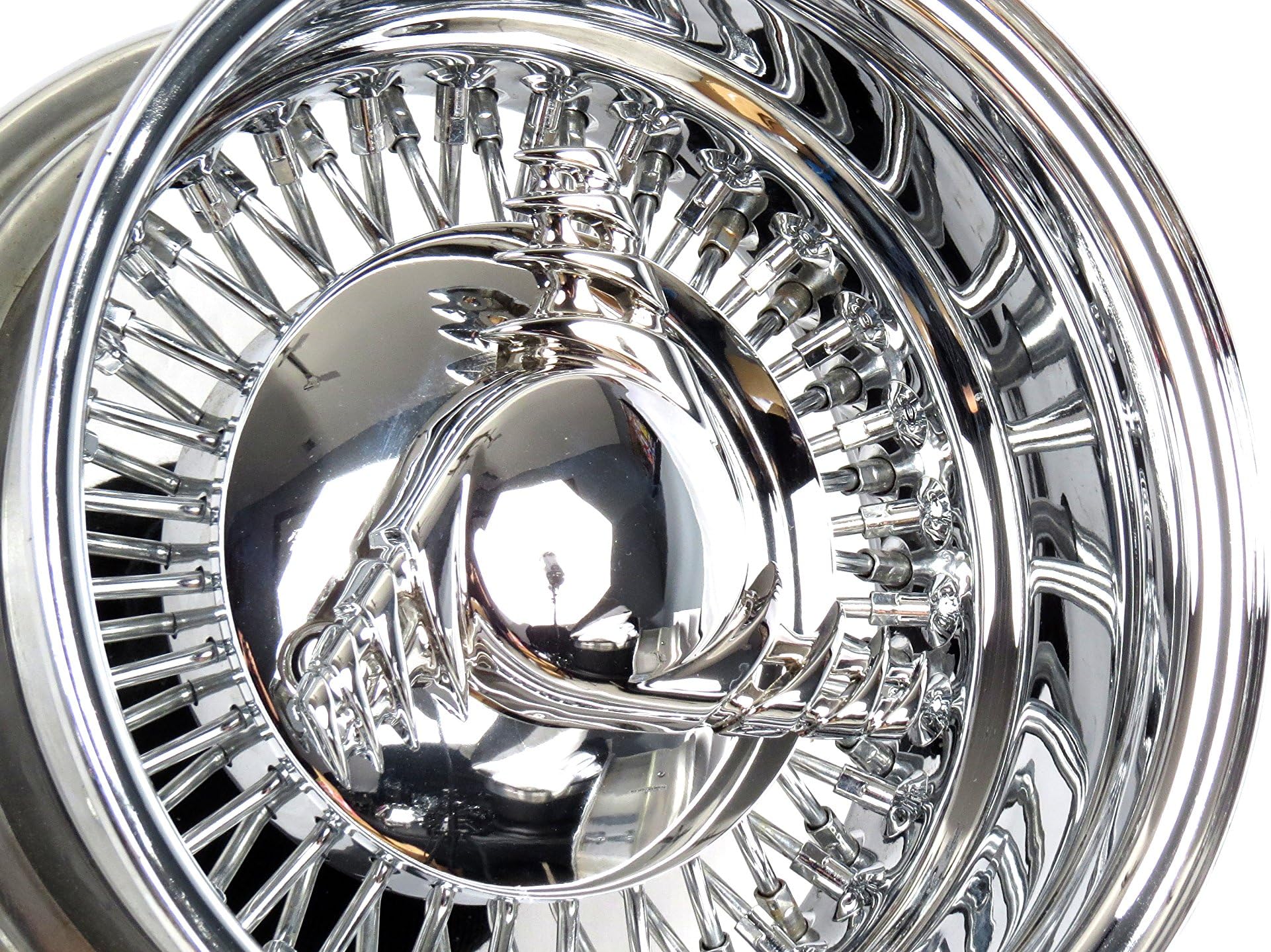 13 x 7" Wicked Wire Wheel USA Made 60 Spoke Chrome 4x100 mm Bolt Deep Dish Rim Direct Bolt On