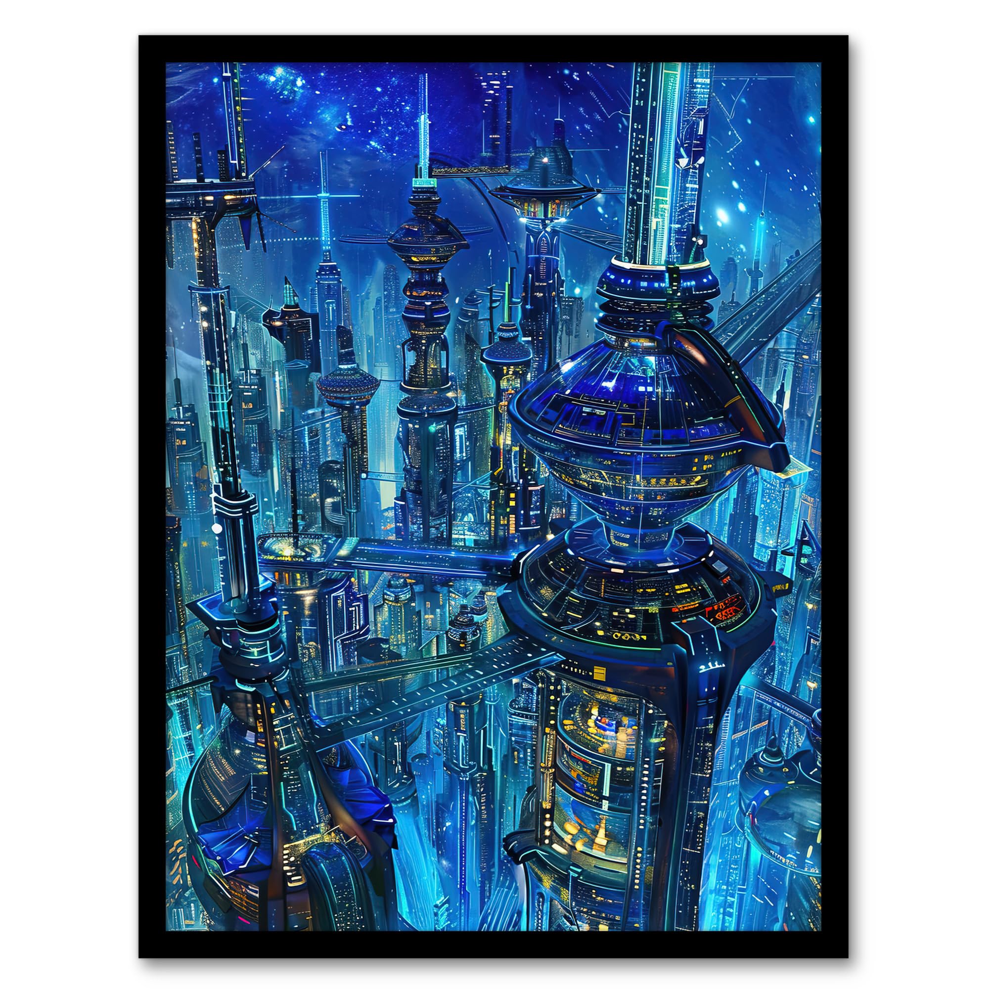 Artery8 Futuristic City Sci Fi Cityscape Conceptual Wall Art Wall Art PrintA4 Size from B&Q
