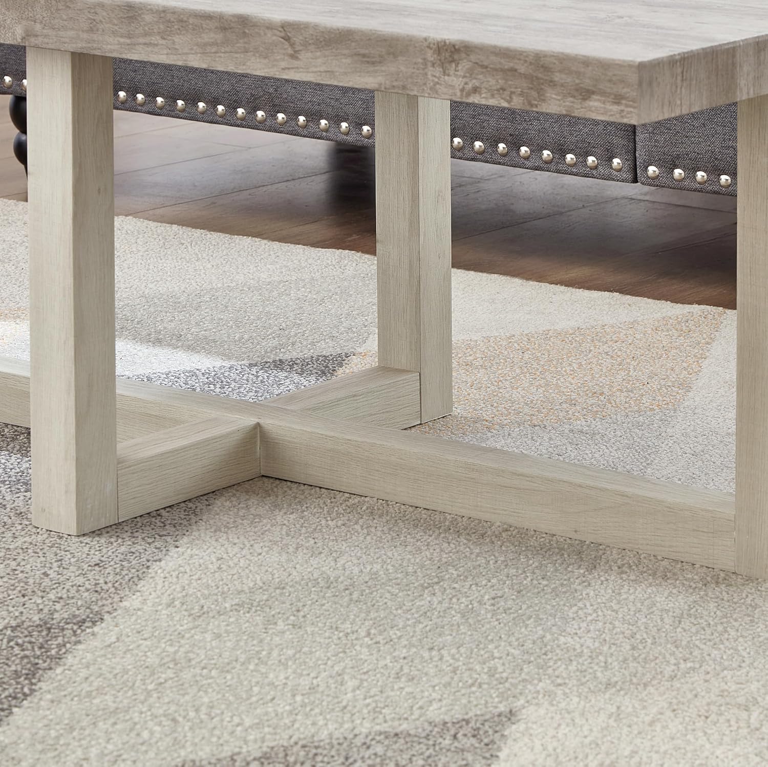 Roundhill Furniture Luno Contemporary Coffee Table, Weathered Gray and Beige