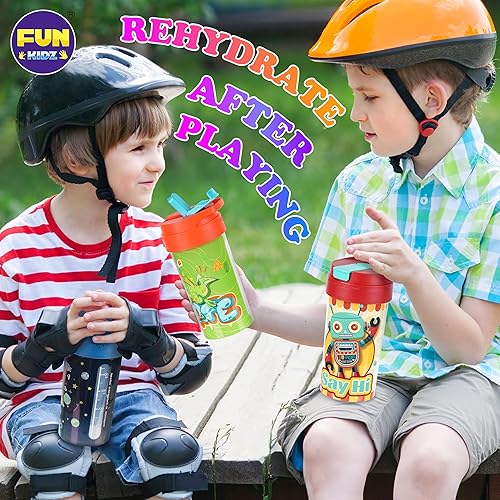 Miniatura 9 de Paquete de 3 botellas de agua para niños de 17 onzas, tapa cubierta con boquilla Total my Style y asa de transporte, tapa diseñada a prueba de