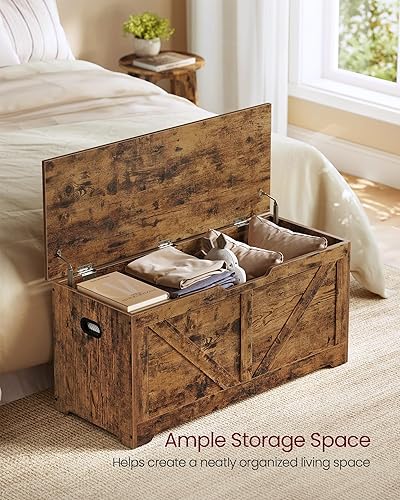 Miniatura 6 de VASAGLE Storage Chest, Storage Trunk with 2 Safety Hinges, Storage Bench, Shoe Bench, Farmhouse Style, 15.7 x 39.4 x 18.1 Inches, for Entryway,