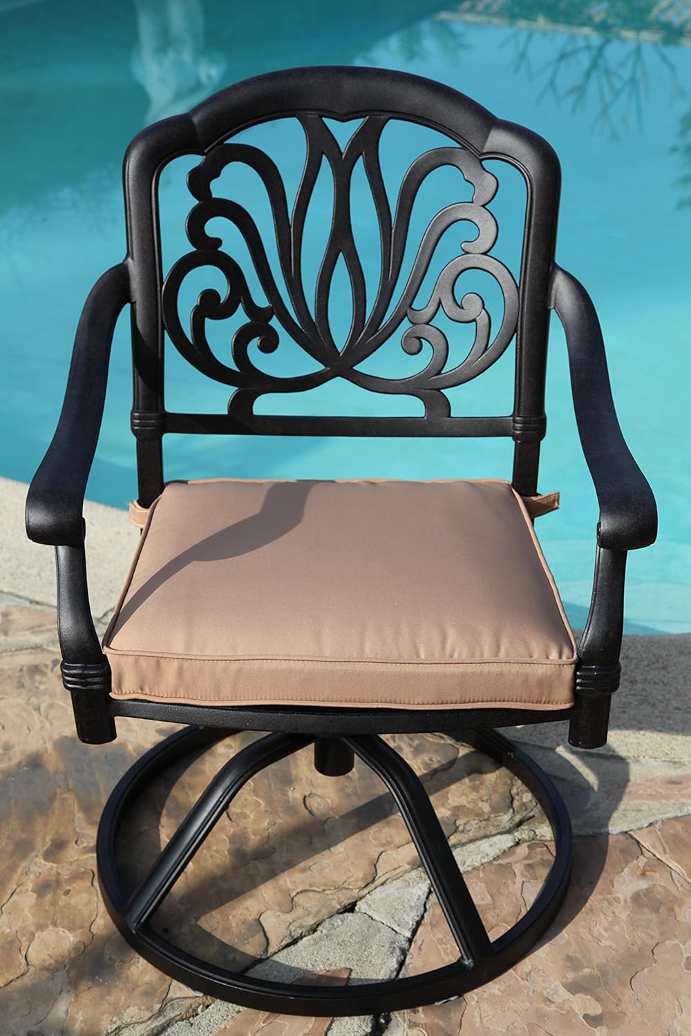 CBM Patio Elisabeth Collection Cast Aluminum 7 Piece Dining Set with A Rectangle Table 2 Swivel Rockers 4 Arm-Chairs SH226-2S4A cbm1290