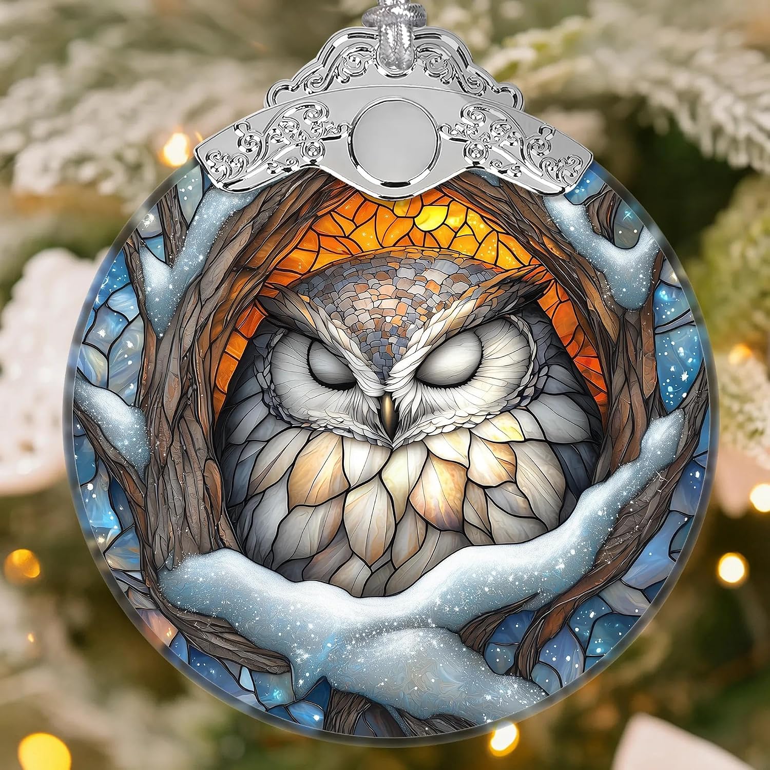 Glass Owl Christmas Ornament Hanging Decorations for Xmas Tree, with Ribbons & Gift Box, for Women & Men, Owl Lover Presents, White Elephant Gifts for Friendship Women Coworkers Sisters image 5