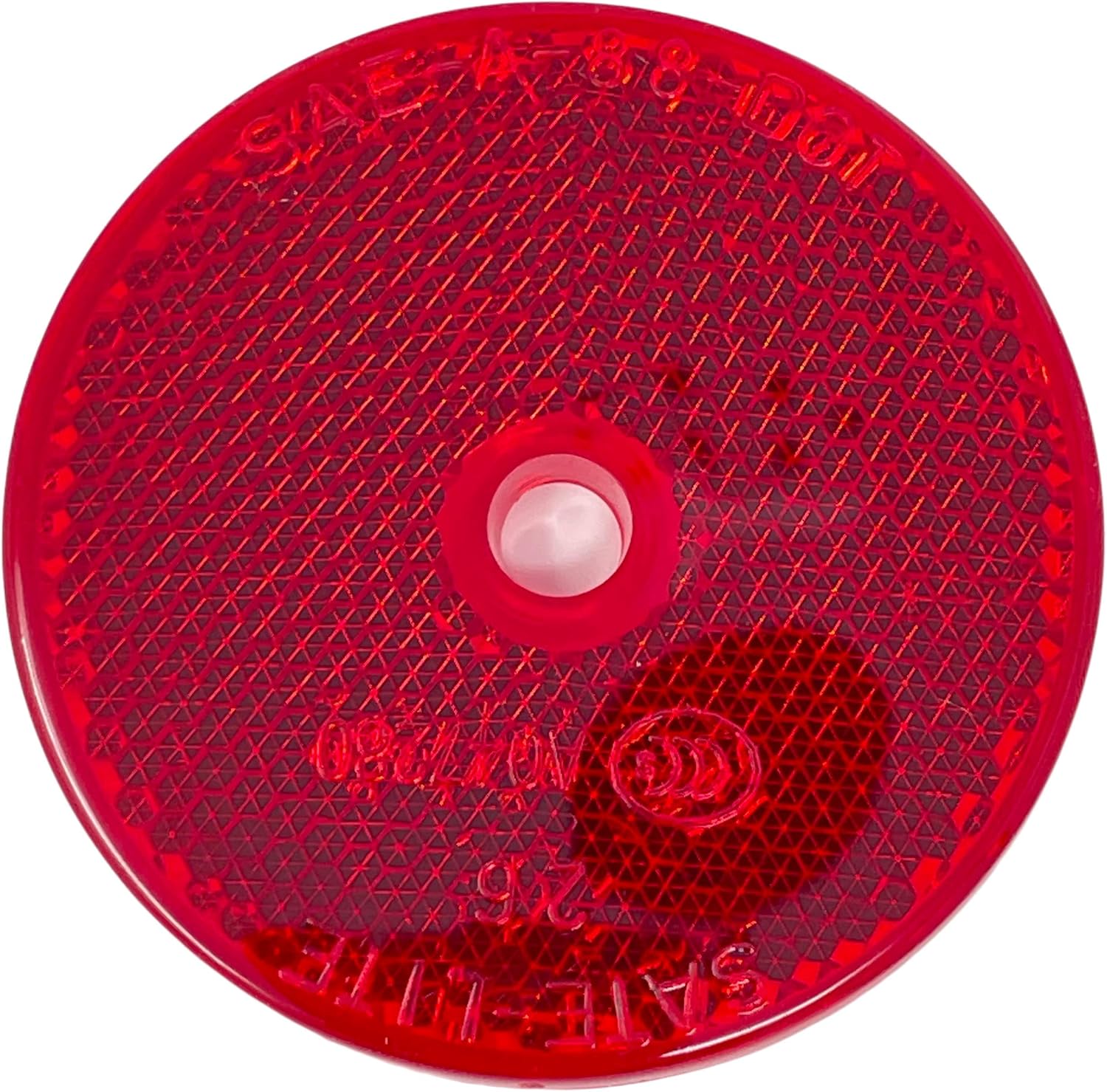 Class A 2" Round Reflector with Center Mounting Hole - Red/Amber/White for Trailers, Trucks, Automobiles, Mail Boxes, Boats, SUV's, RV's, Industrial Applications (10x Red)
