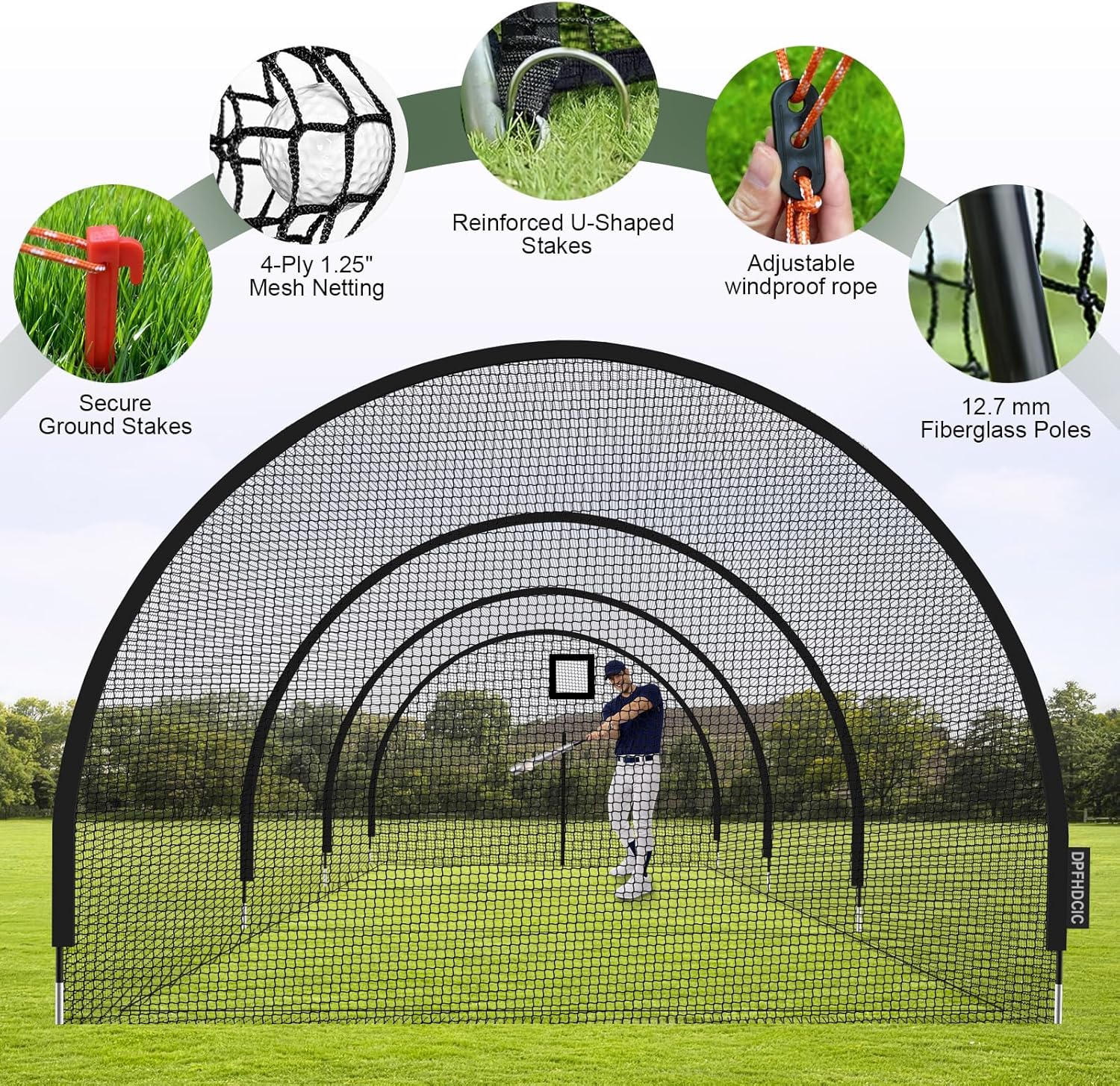 Baseball Batting Cages for Backyard 30ft x 10ft x 10ft Baseball & Softball Cage Net with Zipper Door 4-Ply Reinforced Netting Portable Batting Cage for Backyard & Outdoor Lawn Training