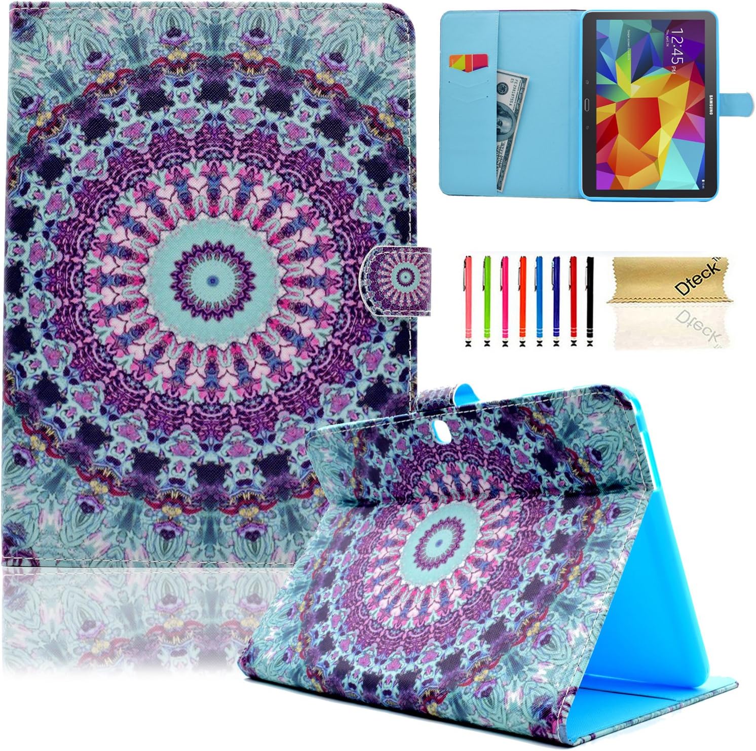 Dteck Galaxy Tab 4 10.1 Case,T530 Case, (TM) Slim Folio Stand Cover Case with Auto Wake/Sleep Feature Magnetic Smart Shell Case for Samsung Galaxy Tab 4 10.1 SM-T530NU T530 T531 T535,Blue Vintage