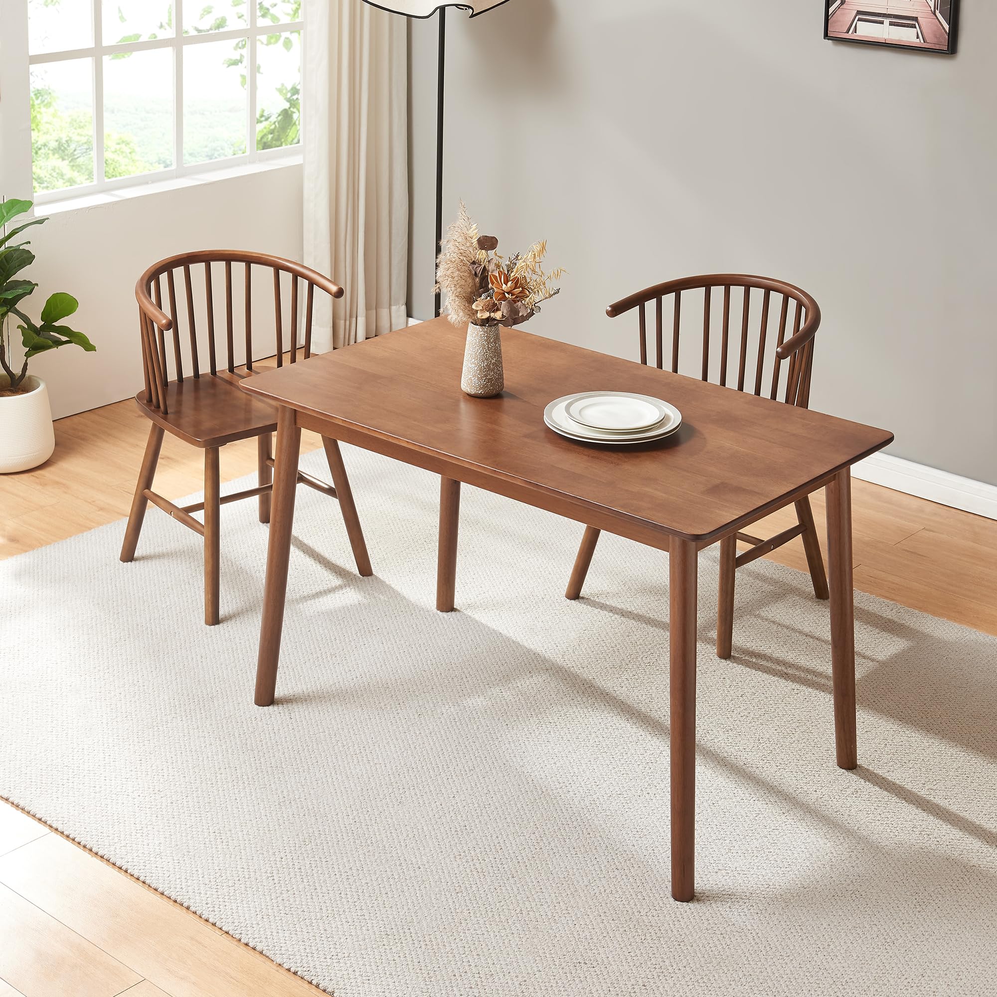 [en.casa] Esstisch Klijori Küchentisch für 6 Personen 140 x 70 x 74 cm Esszimmertisch für Esszimmer Küche Wohnzimmer rechteckig Holz Walnussoptik