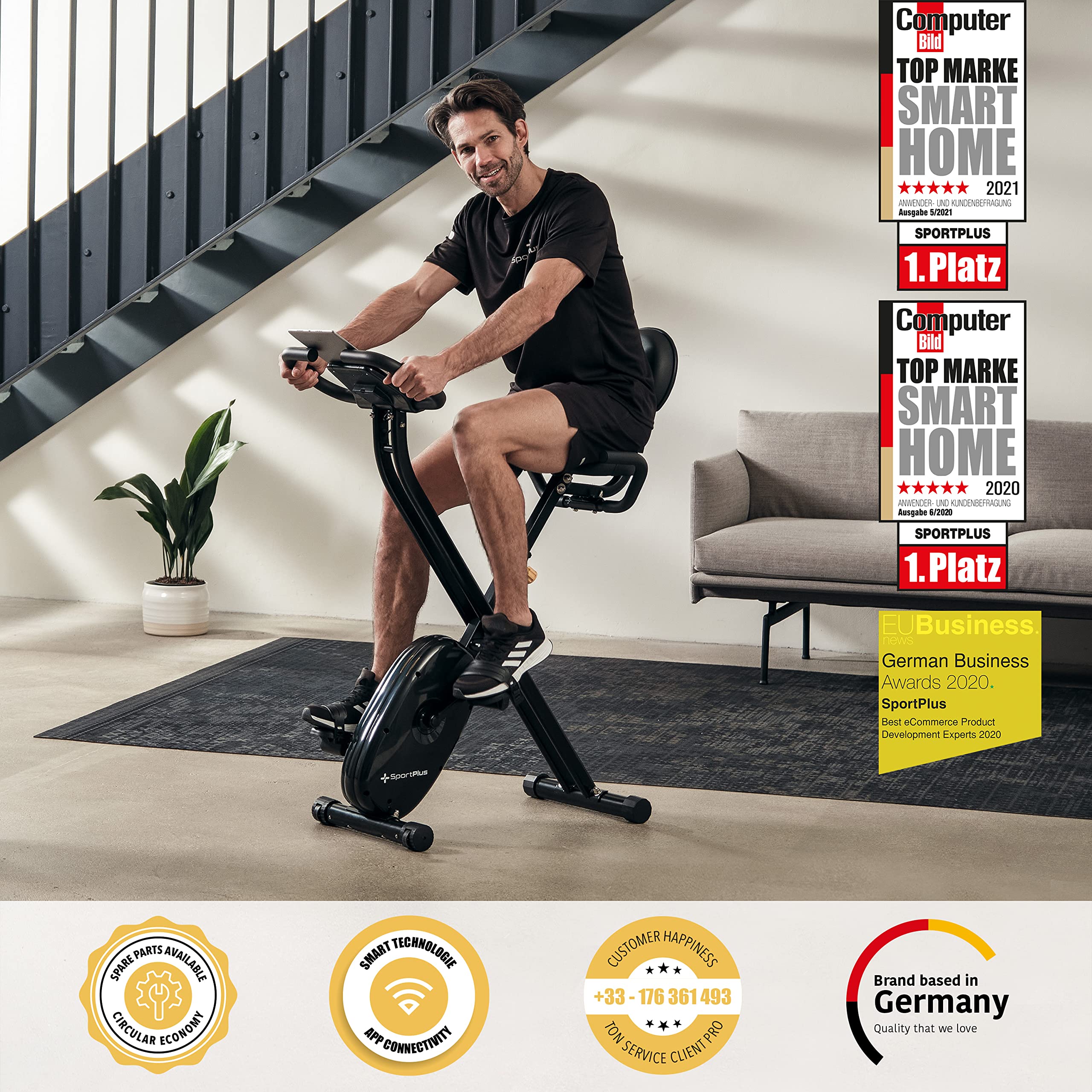 Vélo D'appartement Pliable SportPlus - 24 Niveaux De Résistance, Siège Avec Dossier, Mesure Du Pouls, Silencieux Et Sans Entretien - 5