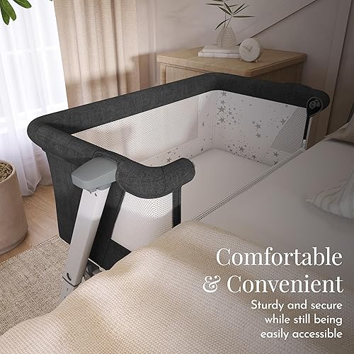 Miniatura 6 de Evolur Moisés estelar y cama de noche, fácil de plegar y transportar, ligero y portátil, altura ajustable, almohadilla de colchón incluida, color