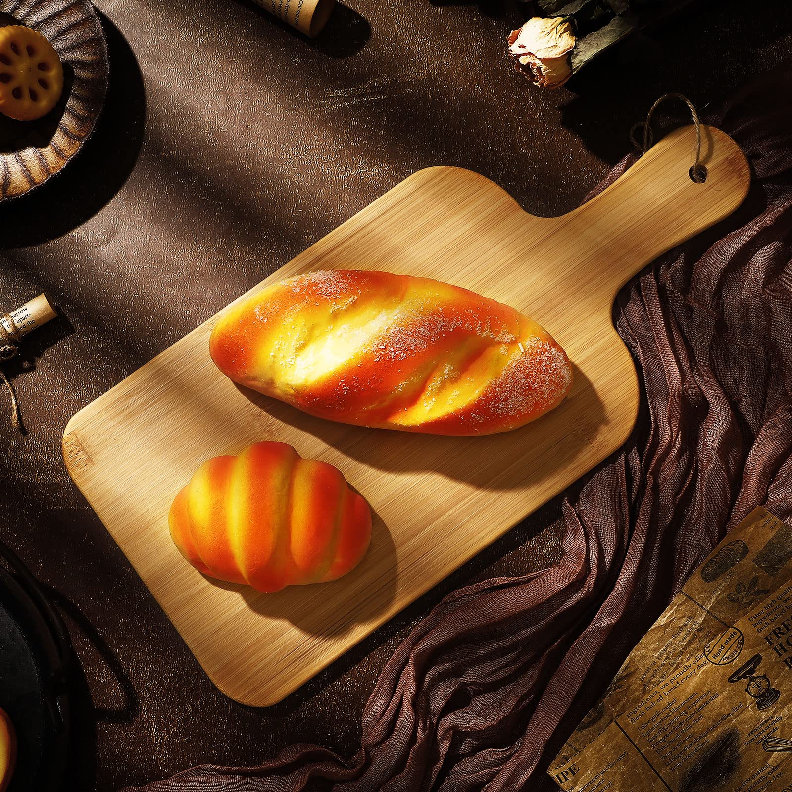 Juego de 6 tablas de cortar lisas con asas, tabla de cortar de madera para cocina, a granel para verduras, carne, pizza, queso, frutas, pan, grabado de bricolaje (15 x 7 pulgadas, bambú)