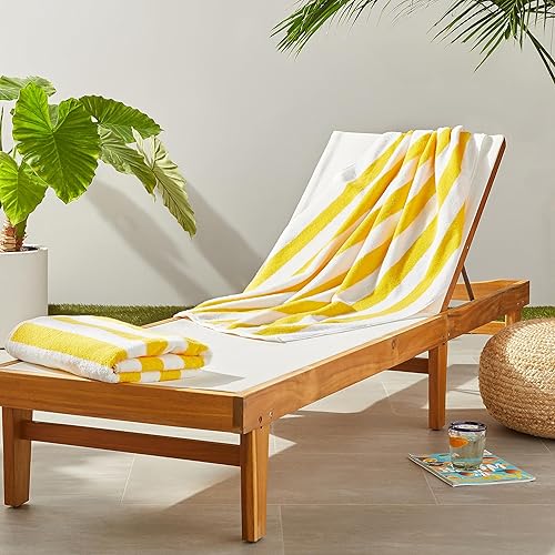 Tienda Basics Toalla de playa Cabana Stripe - Paquete de 2 color amarillo
