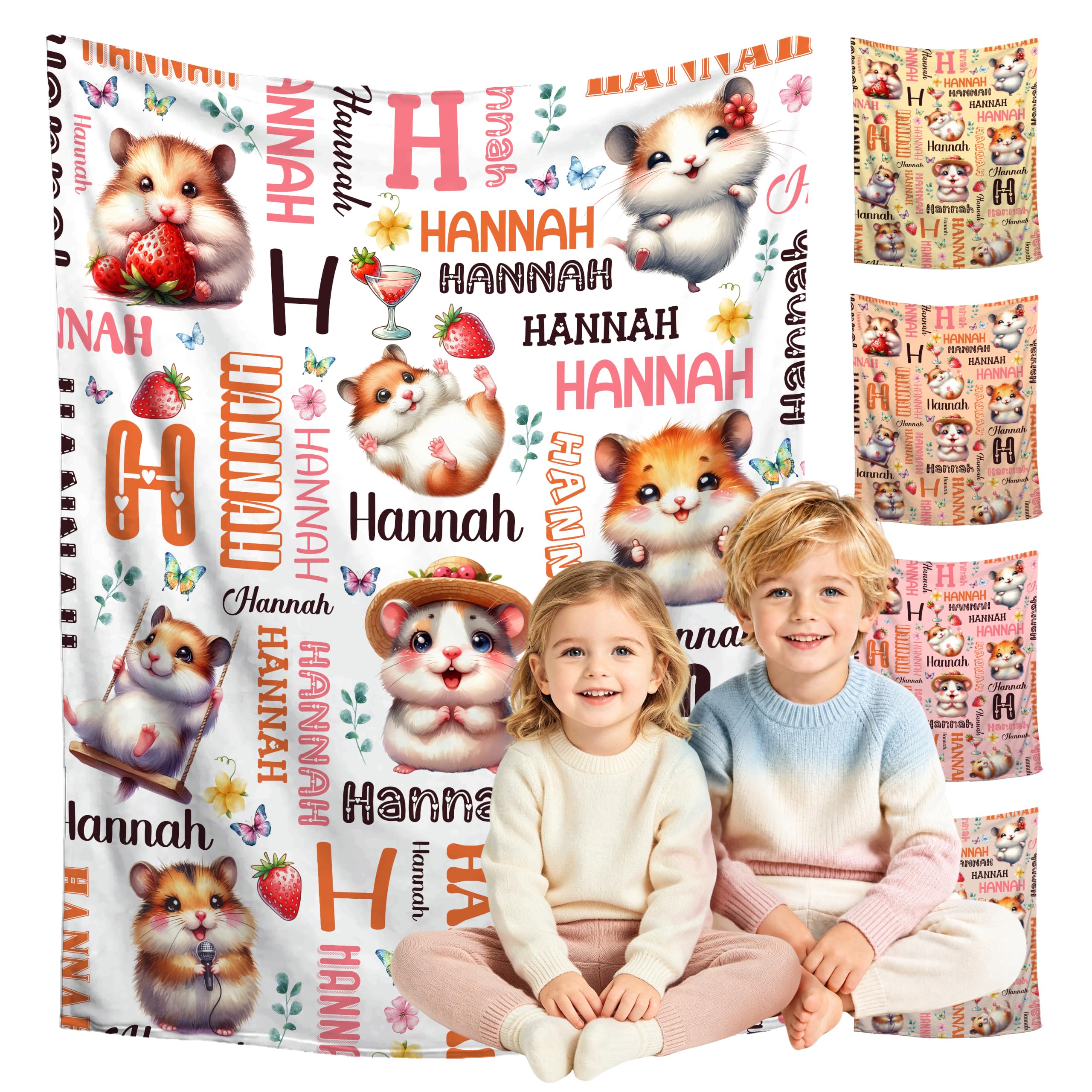 Custom Hamster Blanket for Boys Girls,Ultra Soft Personalized Gifts Baby Blanket,Customized Throw for Toddlers Newborn Stroller Crib,40"x50"